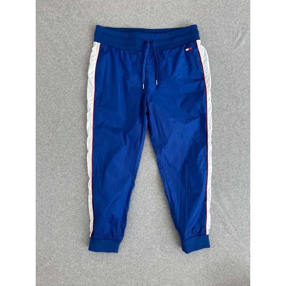 Tommy Hilfiger Sport Track Pants Womens Large Blue Wind Resistant Fitness Retro